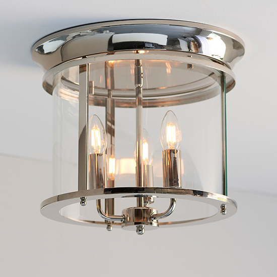 Photo of Hampworth 3 lights clear glass ceiling light in bright nickel