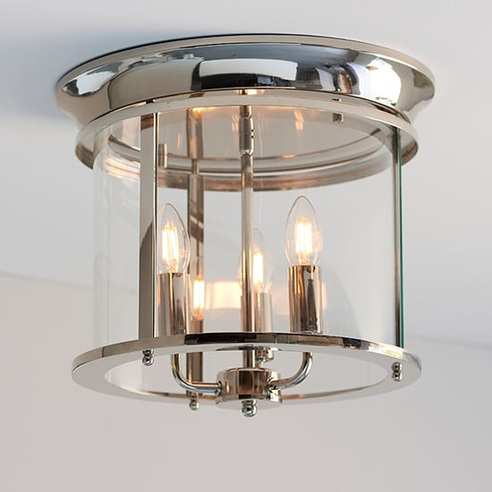 Read more about Hampworth 3 lights clear glass ceiling light in bright nickel