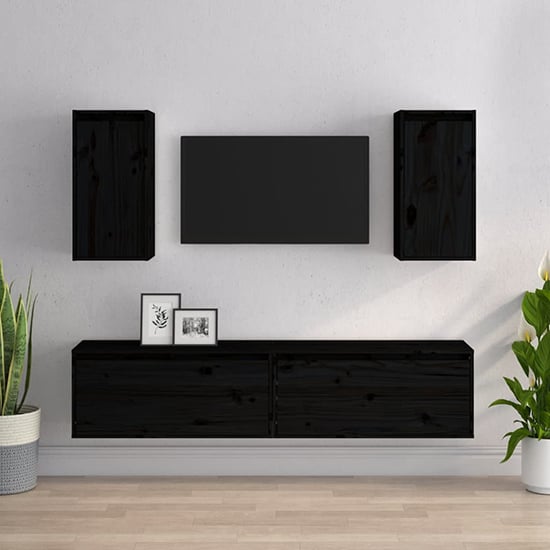Read more about Hanayo solid pinewood entertainment unit in black