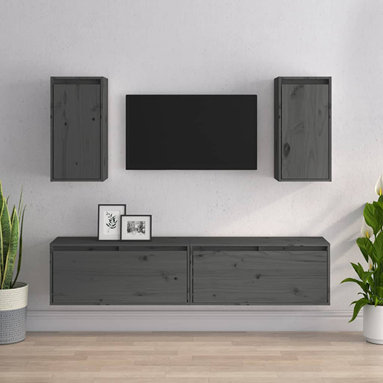 Read more about Hanayo solid pinewood entertainment unit in grey