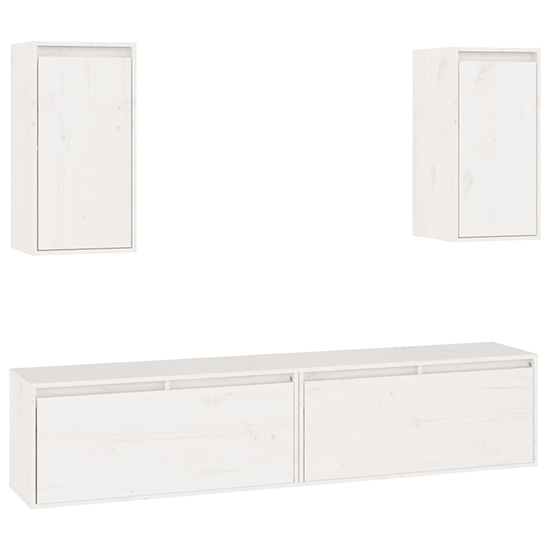 Hanayo Solid Pinewood Entertainment Unit In White