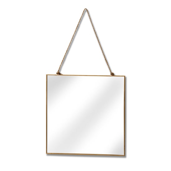 Handan Square Narrow Edged Hanging Wall Mirror In Gold Frame_3