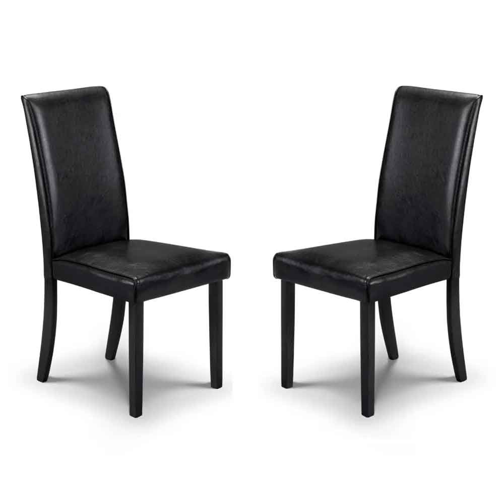 Haneul Black Faux Leather Dining Chairs in Pair