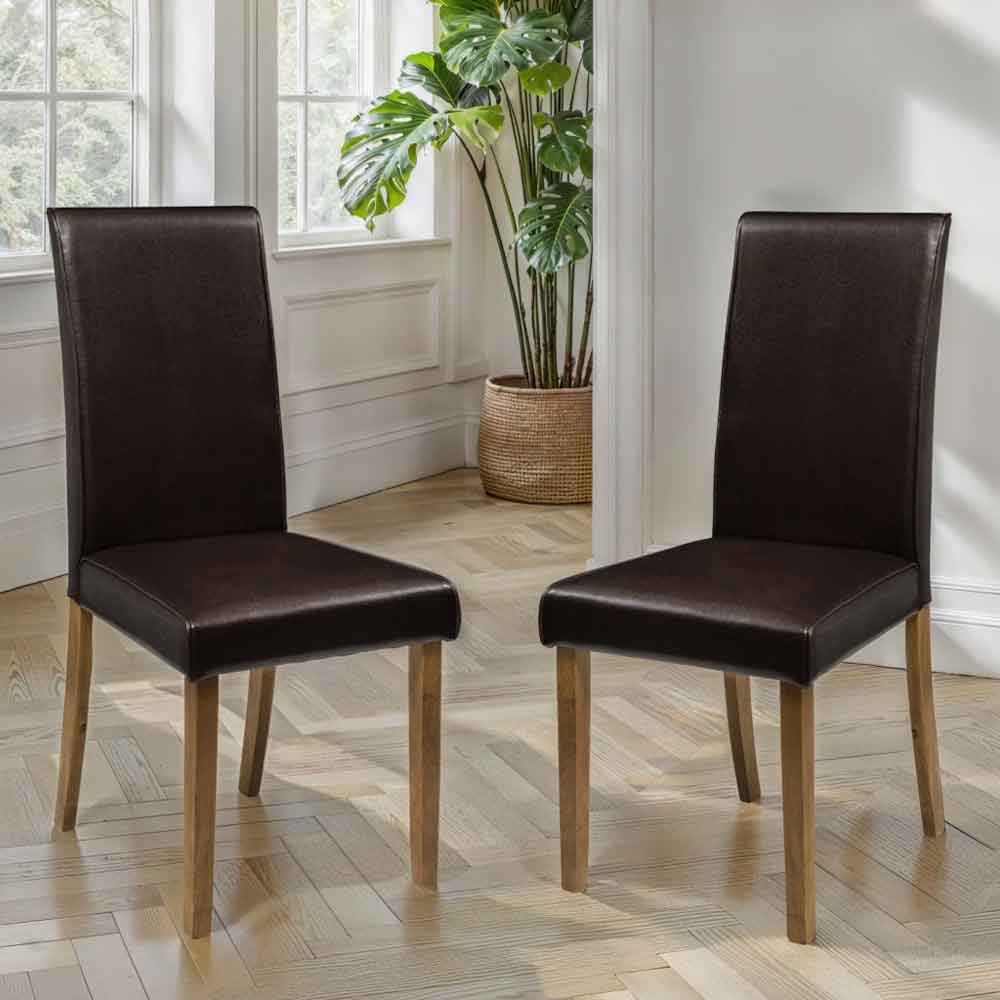 haneul brown faux leather dining chairs in pair-image-132430