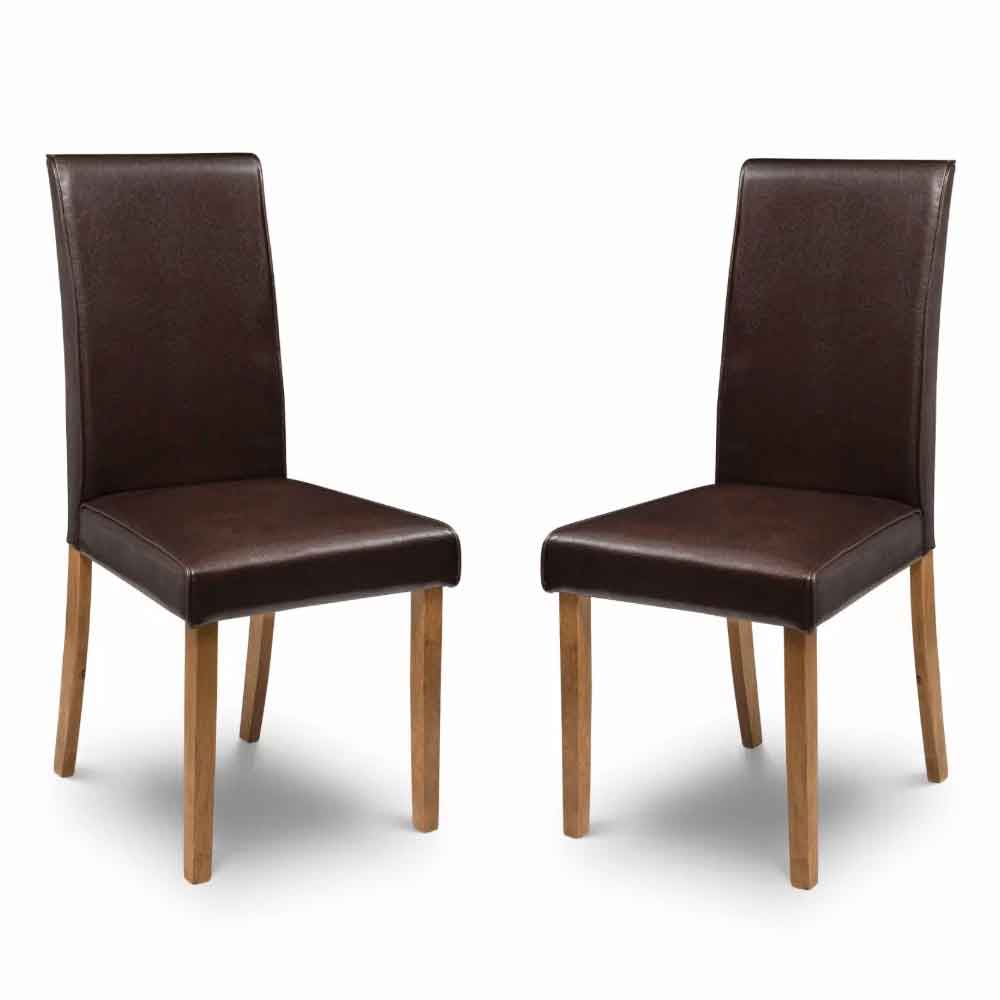 Haneul Brown Faux Leather Dining Chairs in Pair