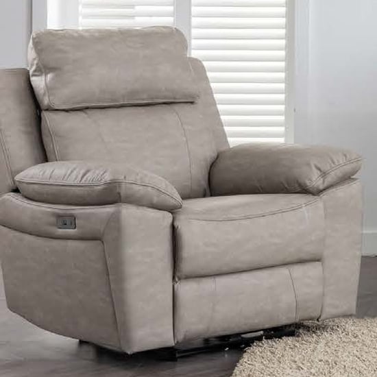 Hanford Electric Fabric Recliner 1 Seater Sofa In Silver Grey
