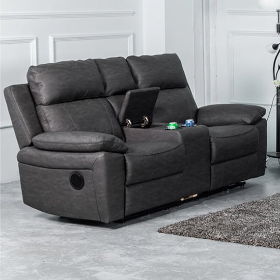 Read more about Hanford electric fabric recliner 2 seater sofa in dark grey
