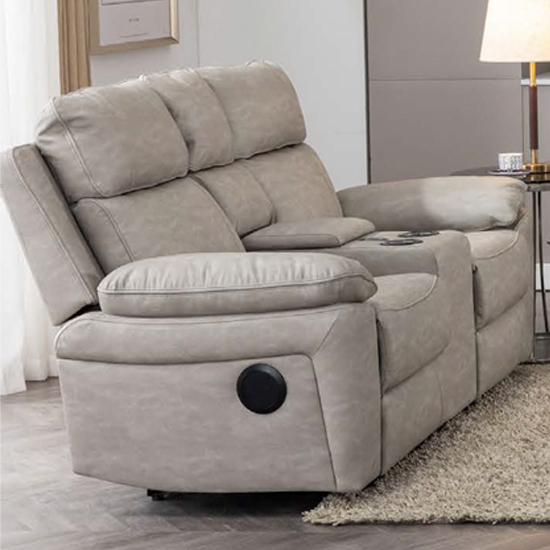 Read more about Hanford electric fabric recliner 2 seater sofa in silver grey