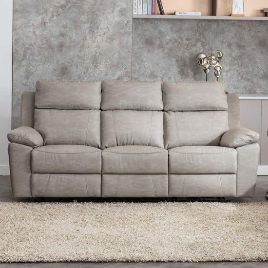 Product photograph of Hanford Electric Fabric Recliner 3 Seater Sofa In Silver Grey from Furniture in Fashion