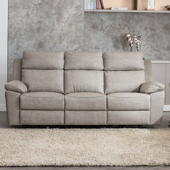 Read more about Hanford electric fabric recliner 3 seater sofa in silver grey
