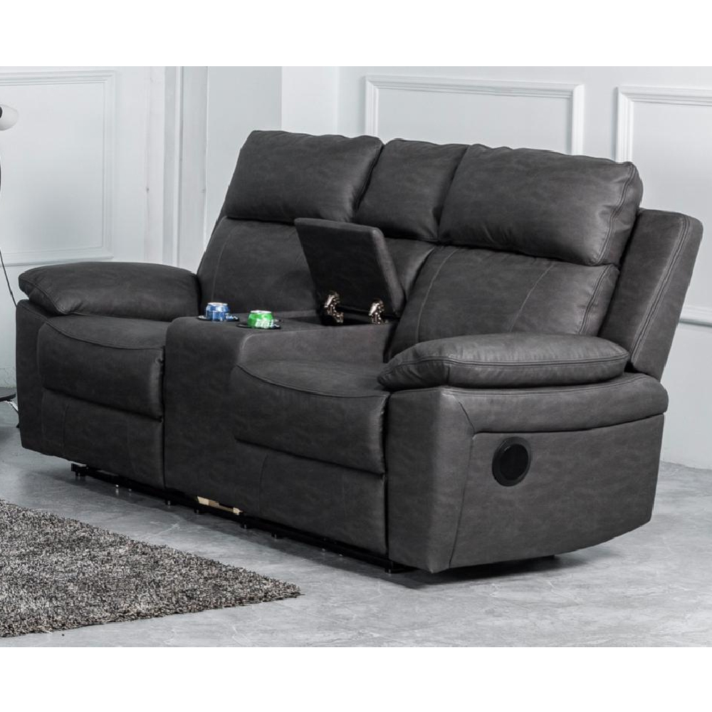 Hanford Fabric Electric Recliner Sofa Suite In Dark Grey