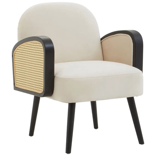 Read more about Hanford velvet armchair in natural with black wooden legs