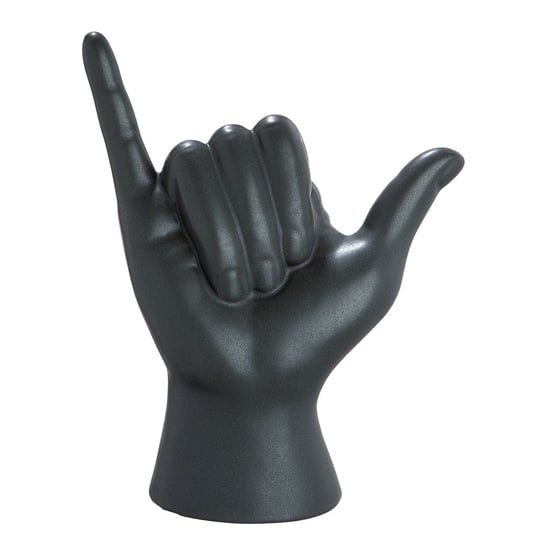 Read more about Hang loose ceramic hand design sculpture in black