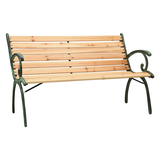 Hania Wooden Garden Seating Bench With Steel Frame In Black thumbnail
