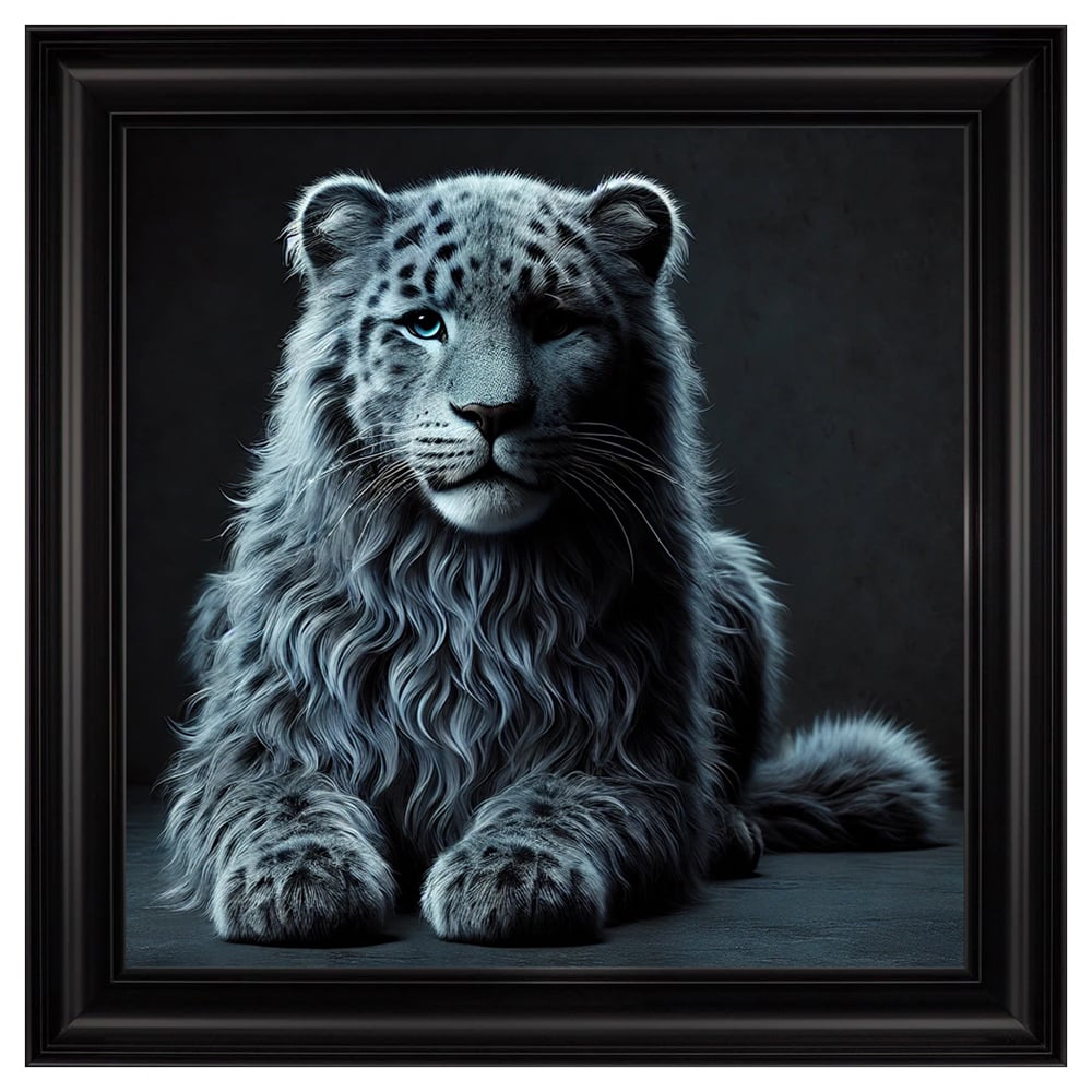 Read more about Hankinson grey leopard cub wall art in black frame