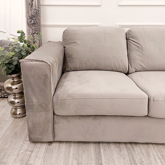 Hanley Velvet 3 + 2 Seater Sofa Set In Pebble And Grey Furniture in