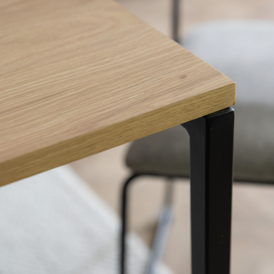 Hanley Wooden Dining Table With Black Metal Frame In Natural