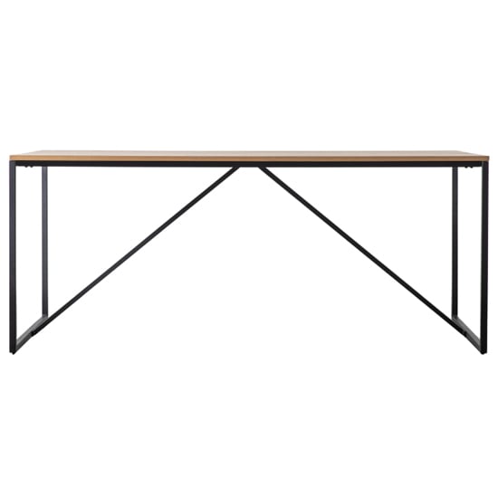 Hanley Wooden Dining Table With Black Metal Frame In Natural