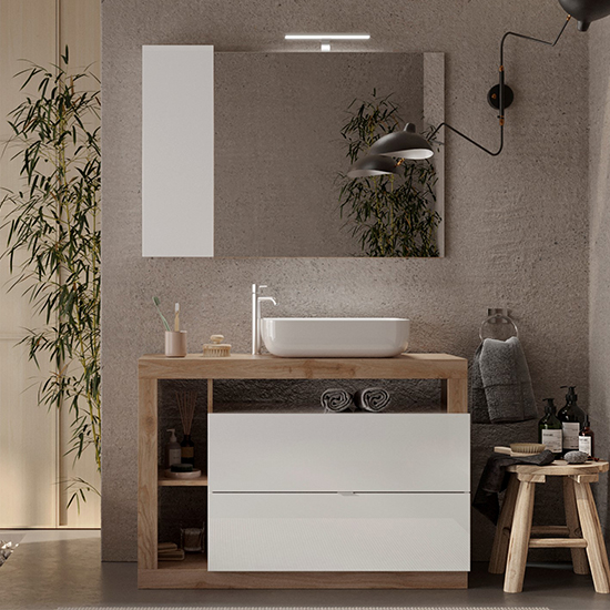 Product photograph of Hanmer Gloss 110cm Floor Bathroom Furniture Set In White Cadiz from Furniture in Fashion