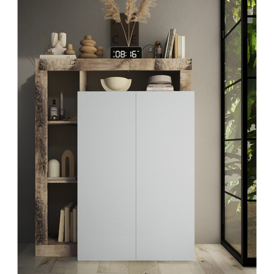 Read more about Hanmer high gloss shoe storage cabinet 2 doors in white pear