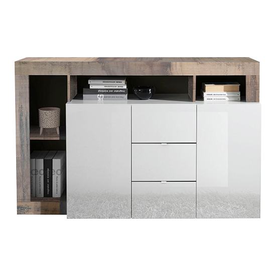 Hanmer Gloss Sideboard With 2 Doors 3 Drawers In White And Pero_3