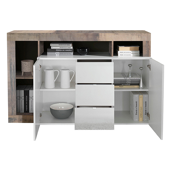 Hanmer Gloss Sideboard With 2 Doors 3 Drawers In White And Pero_4
