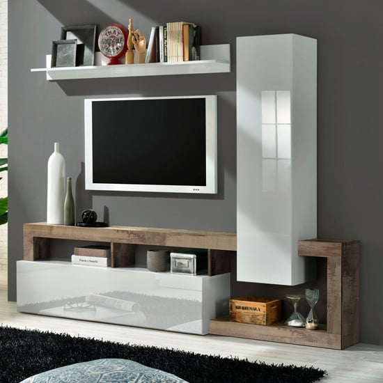 Read more about Hanmer high gloss entertainment unit in white and pero