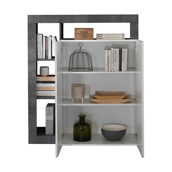 Hanmer High Gloss Highboard With 2 Doors In White And Oxide_4