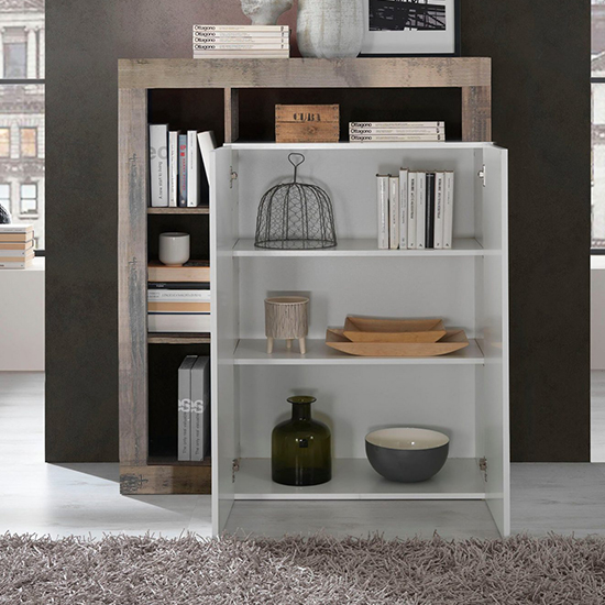 Hanmer High Gloss Highboard With 2 Doors In White And Pero