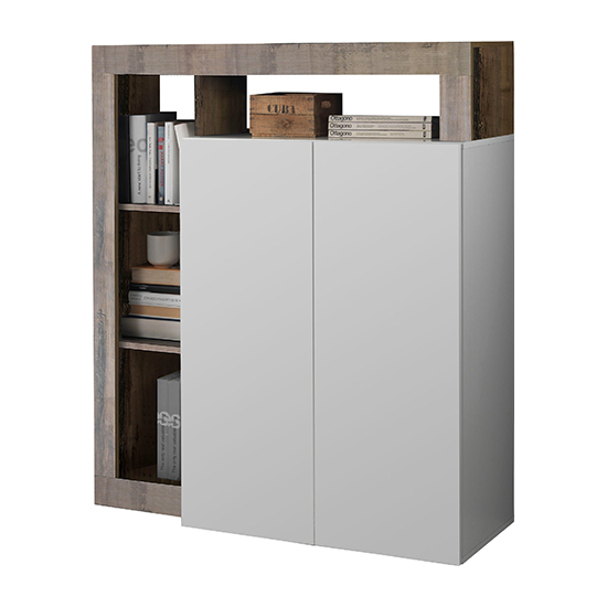 Hanmer High Gloss Highboard With 2 Doors In White And Pero_3