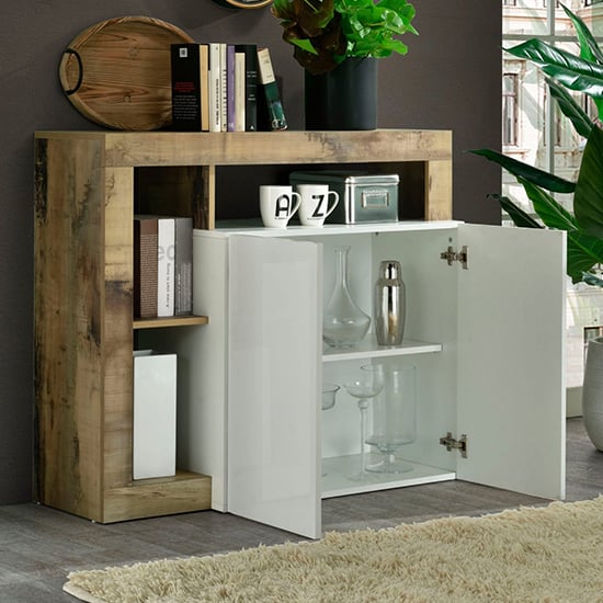 Hanmer High Gloss Sideboard With 2 Doors In White And Pero_2