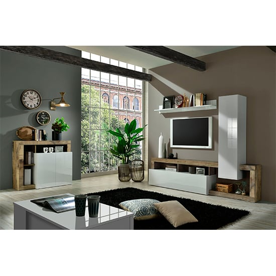 Hanmer High Gloss Sideboard With 2 Doors In White And Pero_6