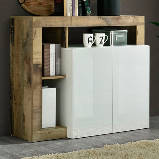Hanmer High Gloss Sideboard With 2 Doors In White And Pero_1