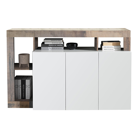 Hanmer High Gloss Sideboard With 3 Doors In White And Pero_3