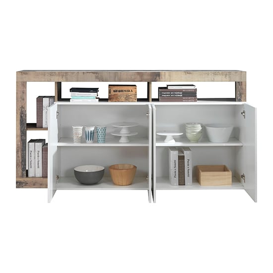 Hanmer High Gloss Sideboard With 4 Doors In White And Pero_4