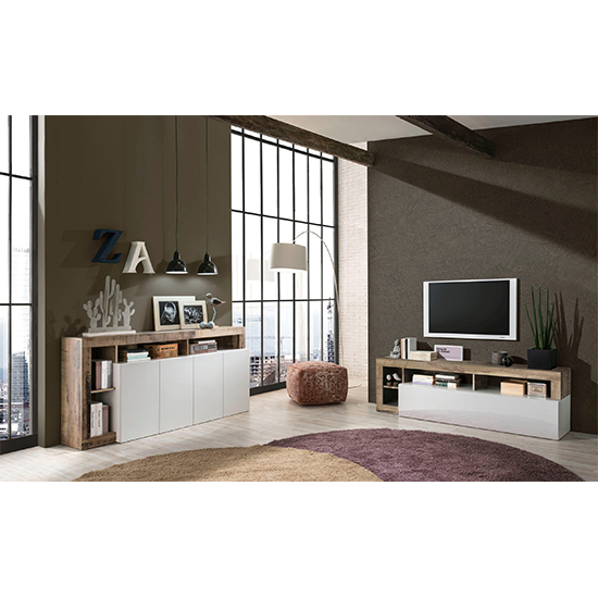 Hanmer High Gloss Sideboard With 4 Doors In White And Pero_7