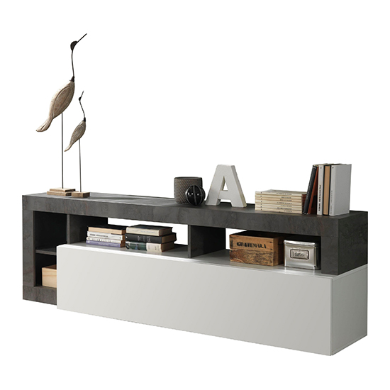 Hanmer High Gloss TV Stand With 1 Door In White And Oxide_3