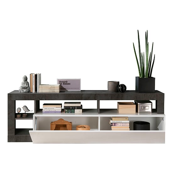 Hanmer High Gloss TV Stand With 1 Door In White And Oxide_4