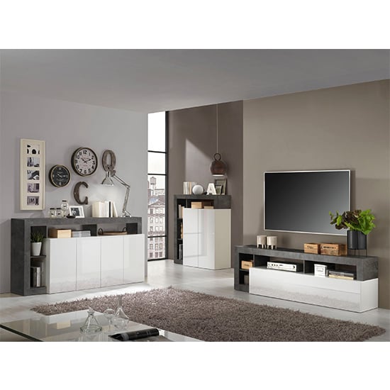 Hanmer High Gloss TV Stand With 1 Door In White And Oxide_6