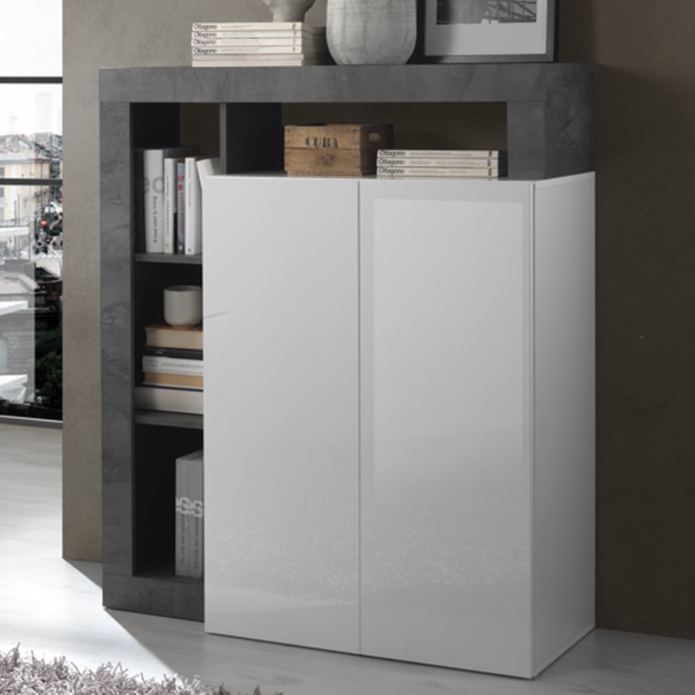Read more about Hanmer white high gloss highboard with 2 doors in oxide