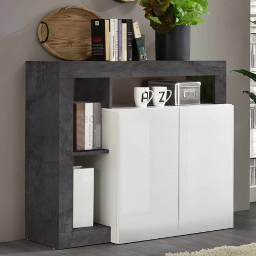 Read more about Hanmer white high gloss sideboard with 2 doors in oxide