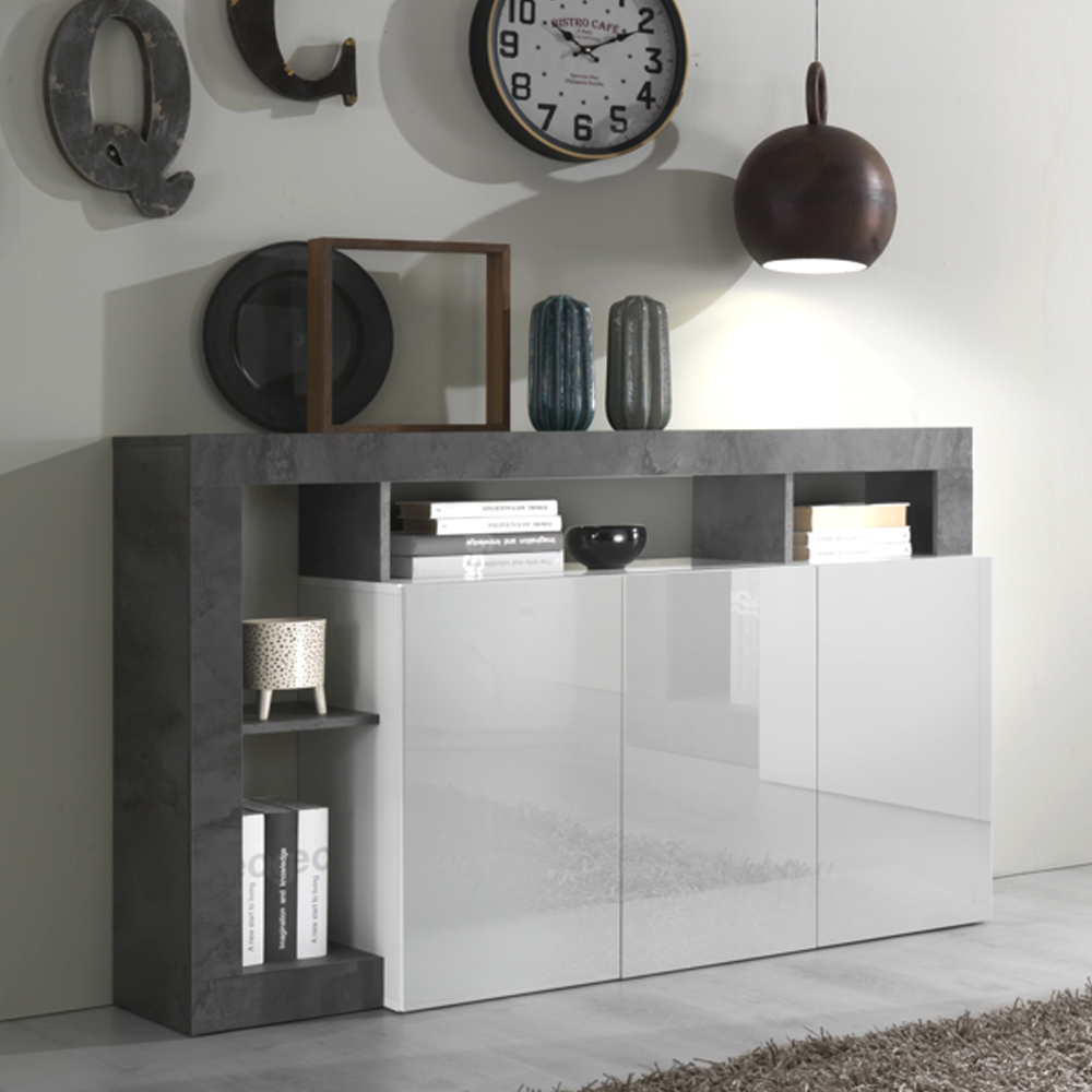 Read more about Hanmer white high gloss sideboard with 3 doors in oxide