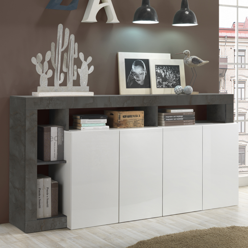 Read more about Hanmer white high gloss sideboard with 4 doors in oxide