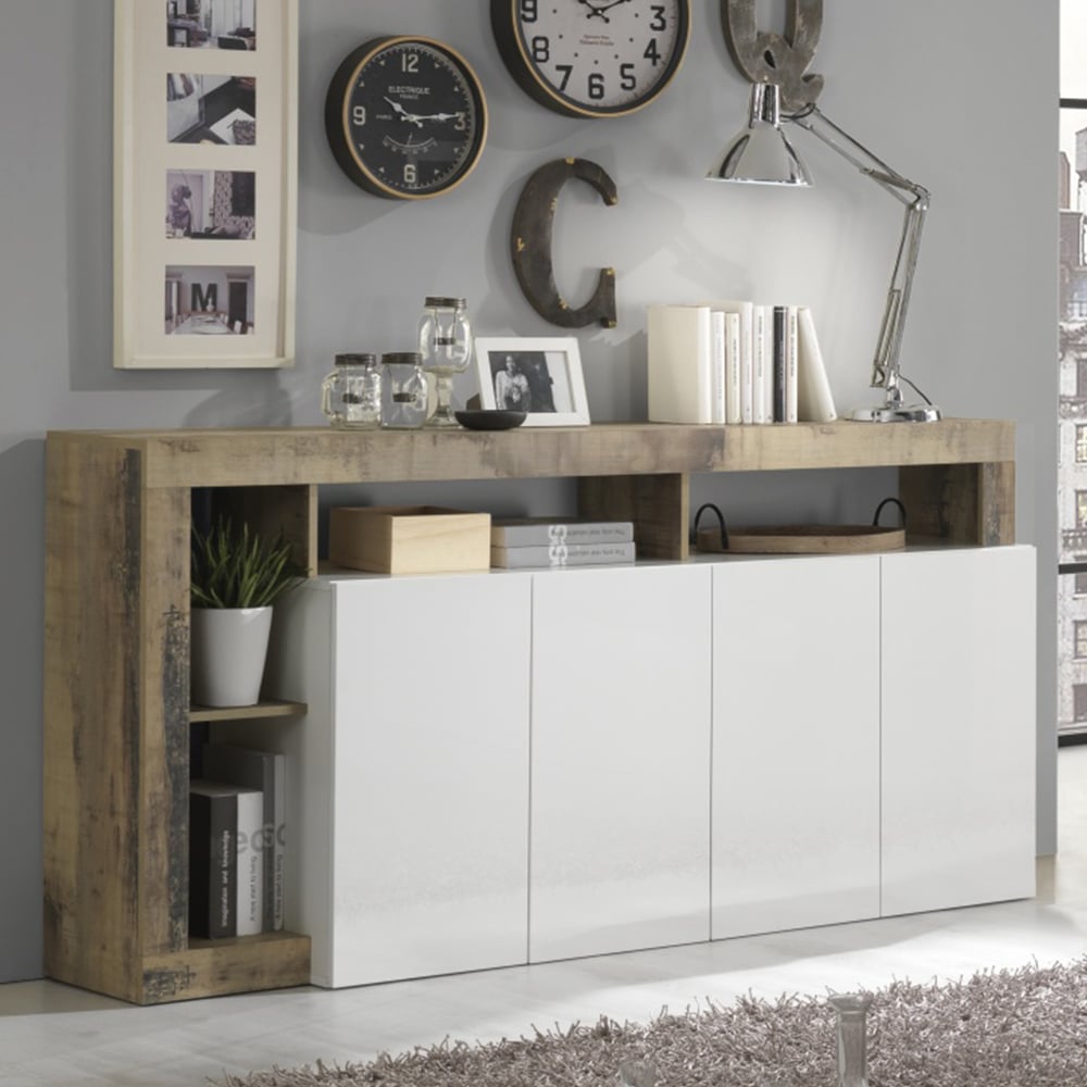 Read more about Hanmer white high gloss sideboard with 4 doors in pero