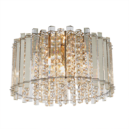 Hanna 4 Lights Clear Crystals Flush Ceiling Light In Chrome