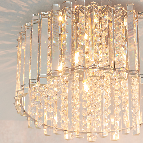 Hanna 4 Lights Clear Crystals Flush Ceiling Light In Chrome