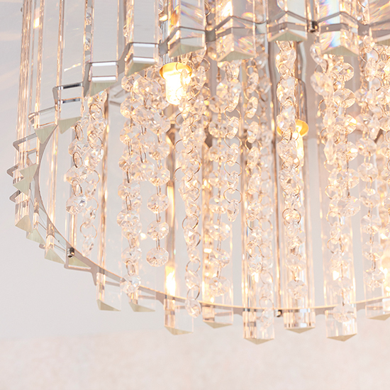 Hanna 4 Lights Clear Crystals Flush Ceiling Light In Chrome