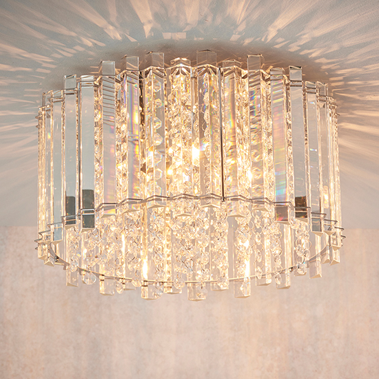 Product photograph of Hanna 4 Lights Clear Crystals Flush Ceiling Light In Chrome from Furniture in Fashion