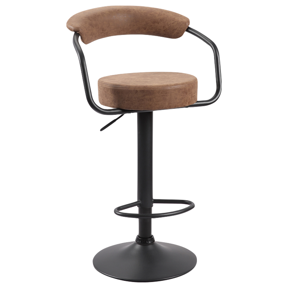 Hanna Brown Leather Bar Stools In Pair