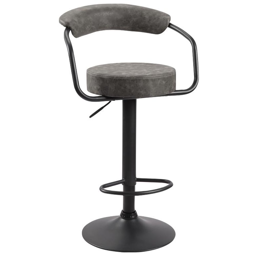 Hanna Grey Leather Bar Stools In Pair
